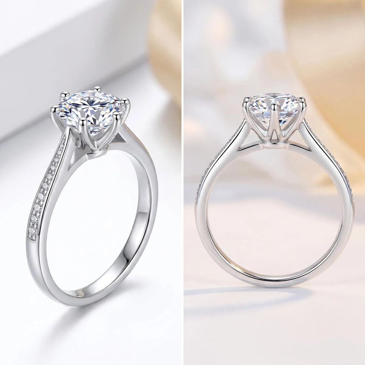 "Moissanite Ring - 925 Sterling Silver VVS1 6-Claw Setting"