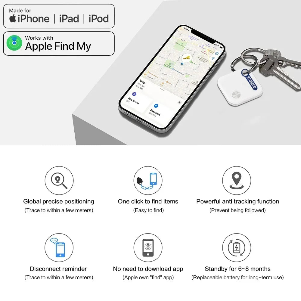 "Mini Bluetooth GPS Tracker - Waterproof Anti-Lost Tag for Pets, Keys & Bags"