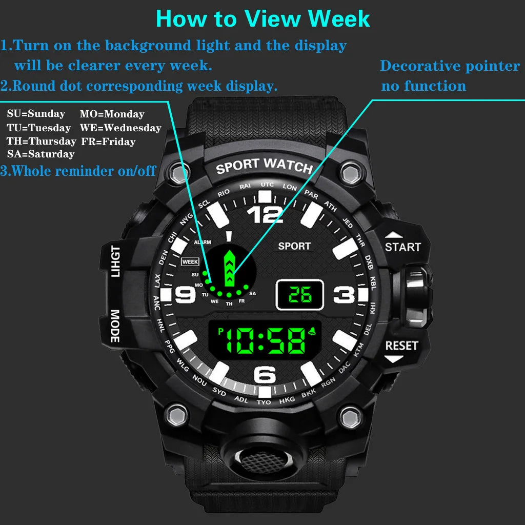 "Military Sports Watch - Waterproof, Luminous & Multifunctional"