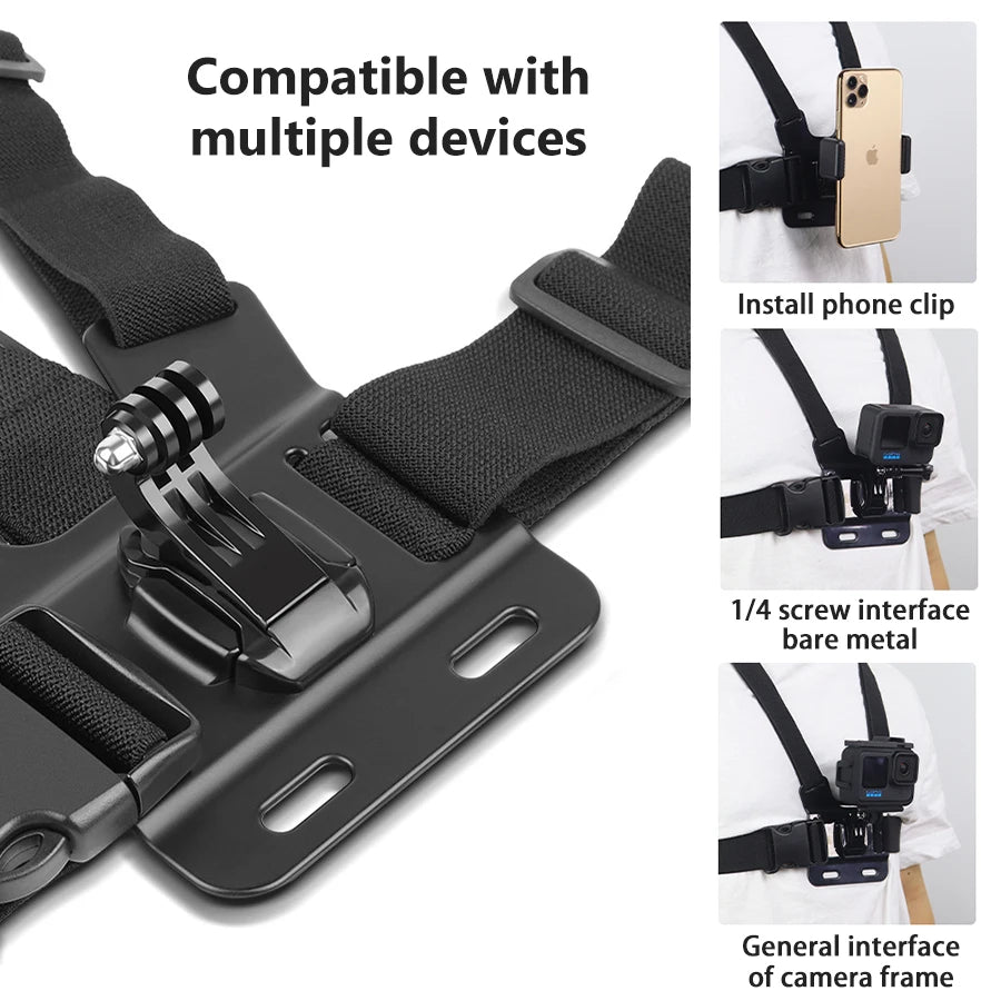 Hands-Free Chest Mount for GoPro & Smartphone