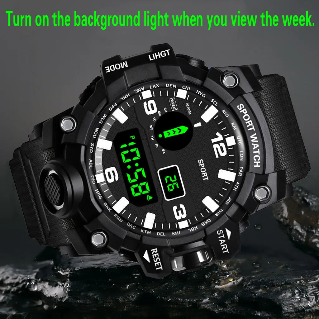"Military Sports Watch - Waterproof, Luminous & Multifunctional"