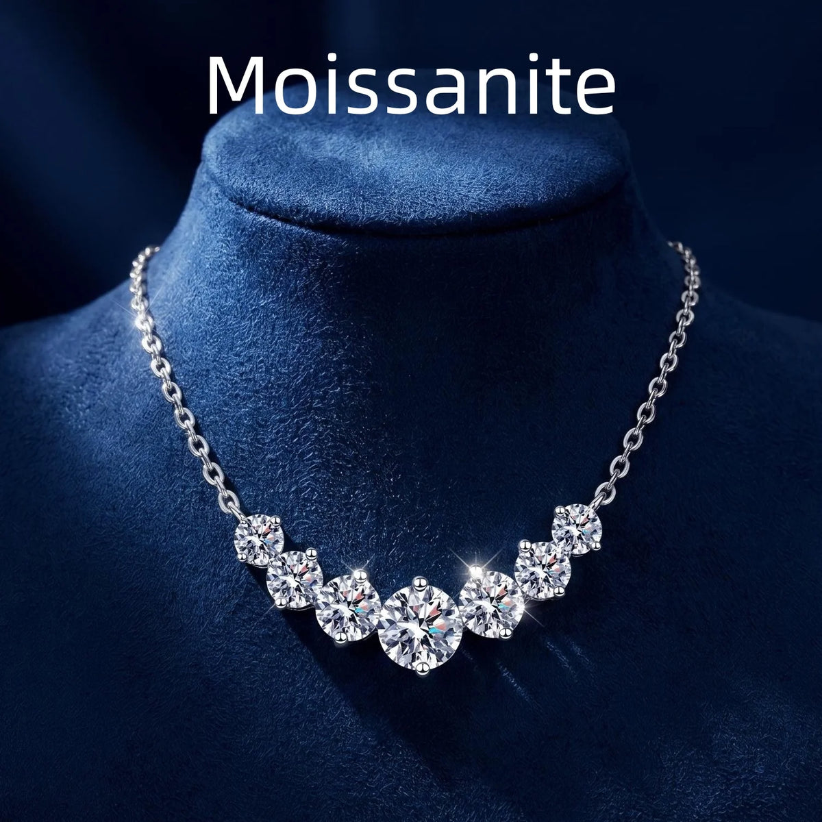 Moissanite Necklace for Woman Wedding Fine Jewely with Certificates 925 Sterling Sliver Plated 18k White Gold Necklace