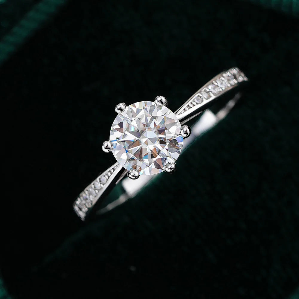 "Moissanite Ring - 925 Sterling Silver VVS1 6-Claw Setting"