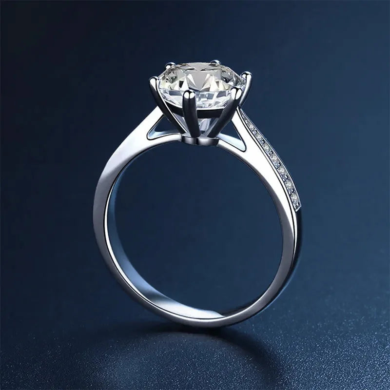 "Moissanite Ring - 925 Sterling Silver VVS1 6-Claw Setting"