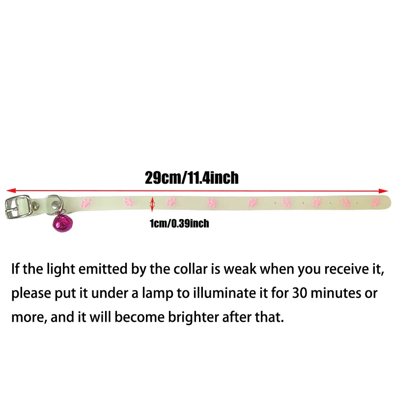 "Glow-in-the-Dark Pet Collar - Adjustable Luminous Collar with Paw Charm"