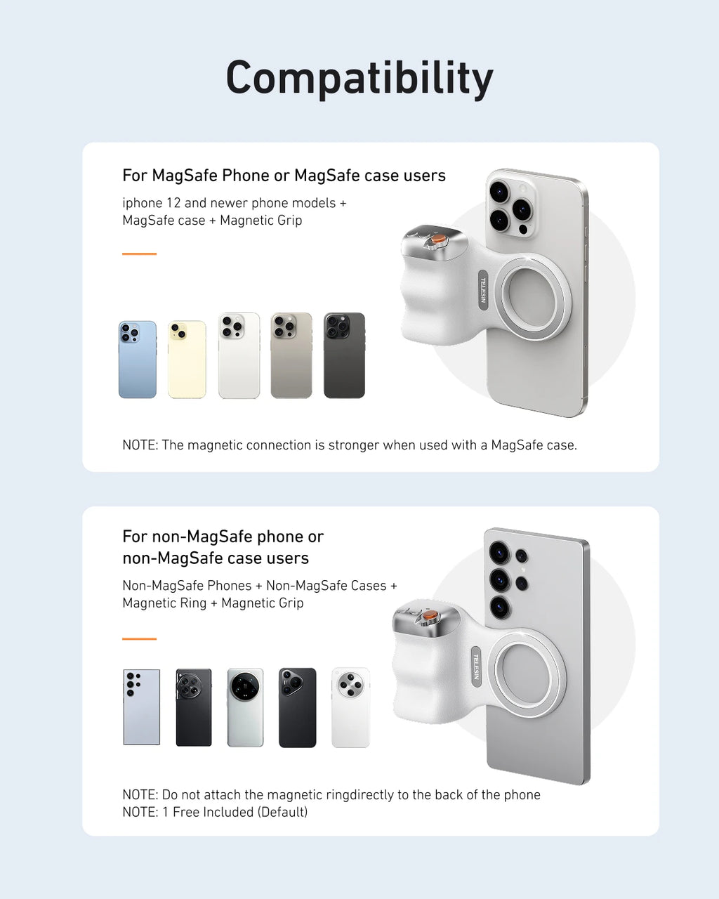"TELESIN Magnetic Phone Grip - Shooting Handle with Remote Control"