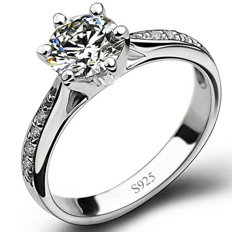 "Moissanite Ring - 925 Sterling Silver VVS1 6-Claw Setting"