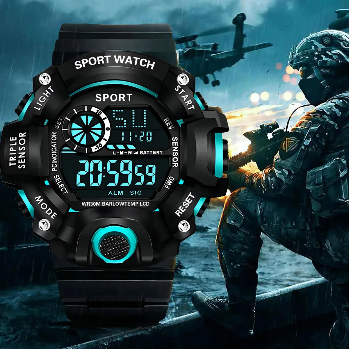"Military Sports Watch - Waterproof, Luminous & Multifunctional"