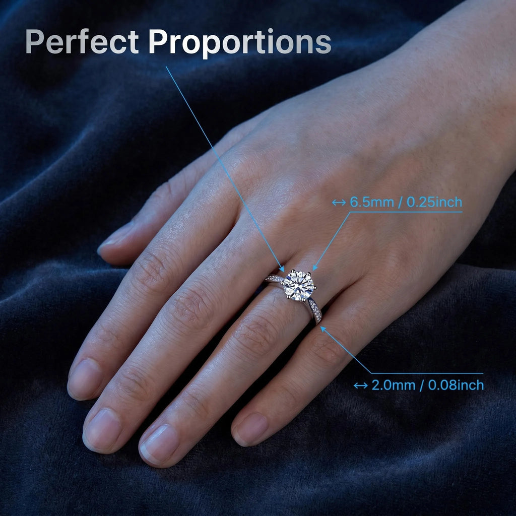"Moissanite Ring - 925 Sterling Silver VVS1 6-Claw Setting"