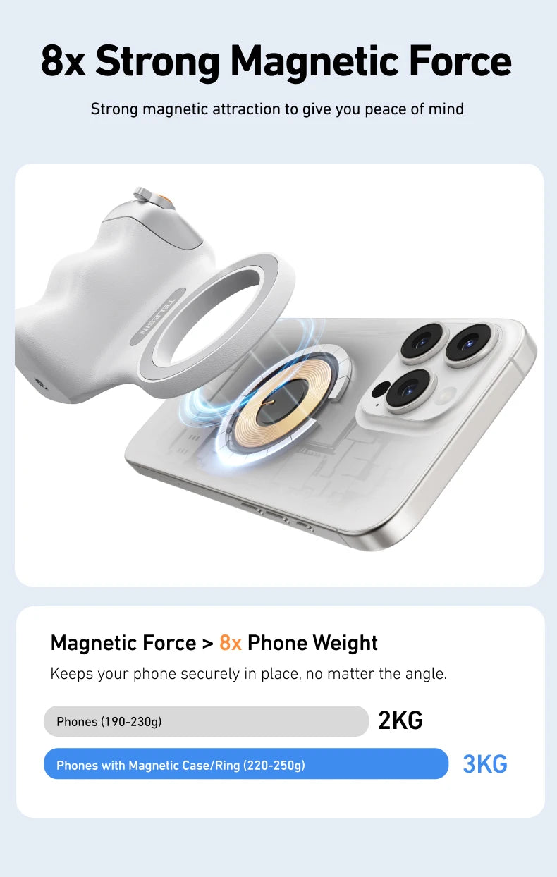 "TELESIN Magnetic Phone Grip - Shooting Handle with Remote Control"