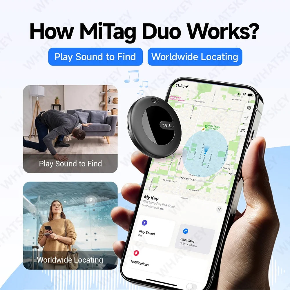 "MiLi MiTag Duo - Smart GPS Tracker for Pets, Keys & Belongings"