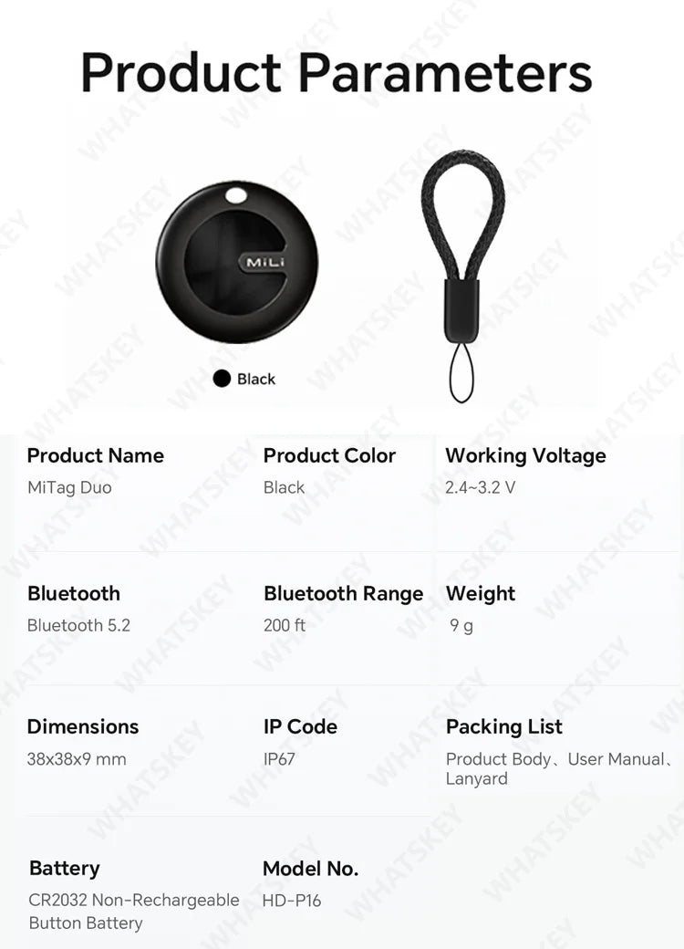 "MiLi MiTag Duo - Smart GPS Tracker for Pets, Keys & Belongings"