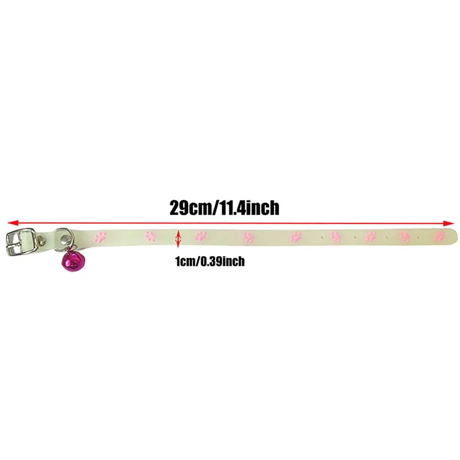"Glow-in-the-Dark Pet Collar - Adjustable Luminous Collar with Paw Charm"