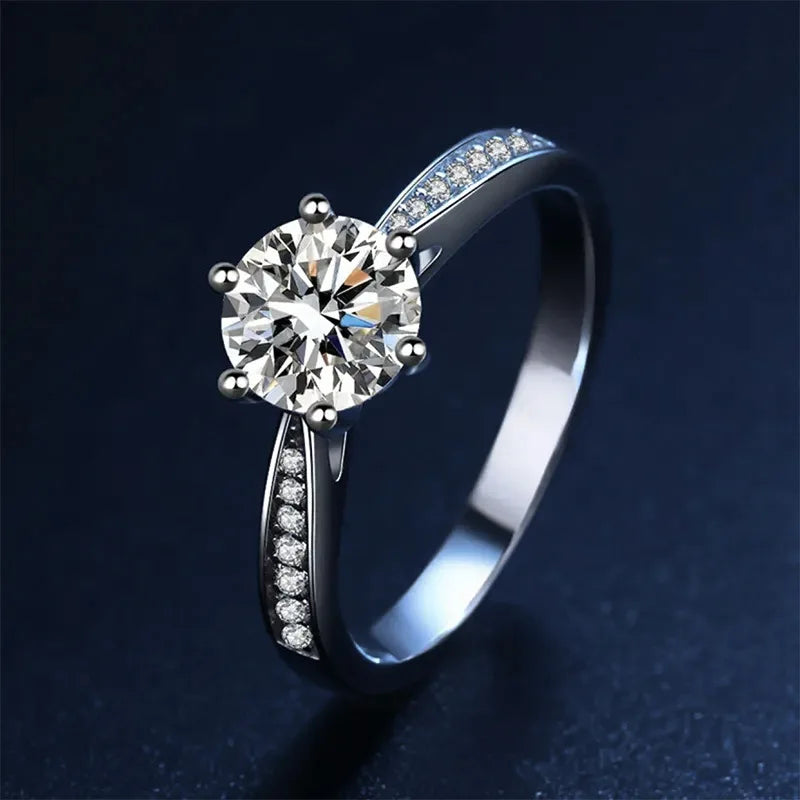 "Moissanite Ring - 925 Sterling Silver VVS1 6-Claw Setting"